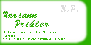 mariann prikler business card